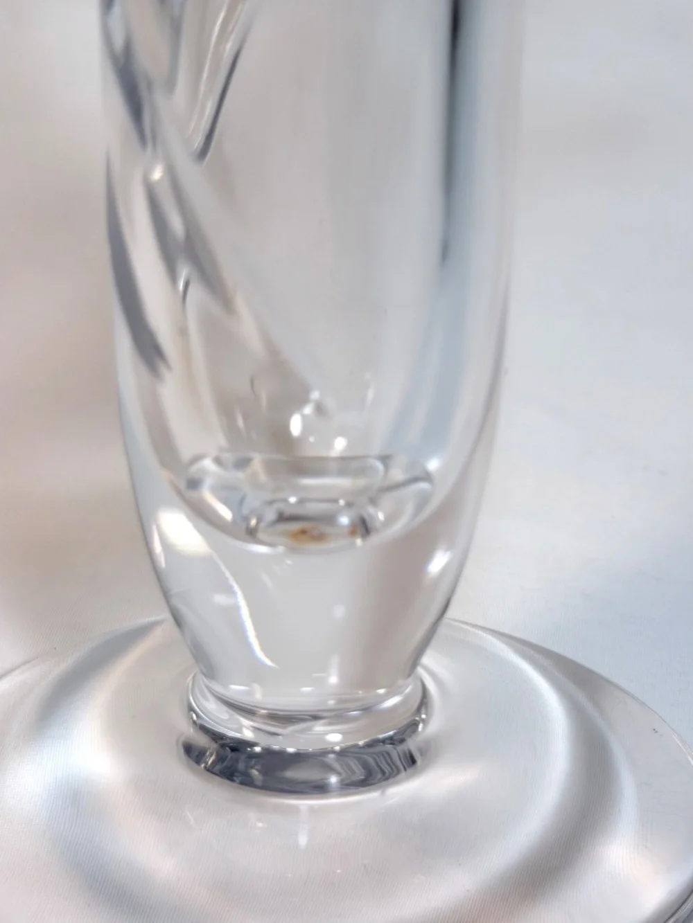 Rogaska Crystal Trumpet Vase Etched Spiral Swirl w/ Small Lip 12